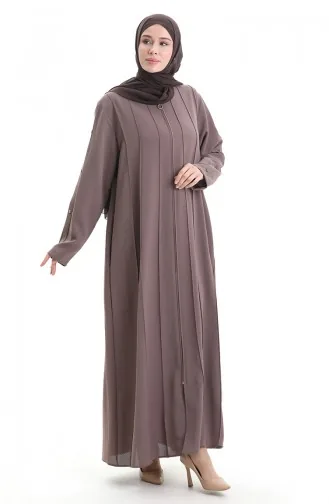 Übergröße Abaya Mit Reißverschluss Und Nähteilen 6177-09 Nerz 6177-09
