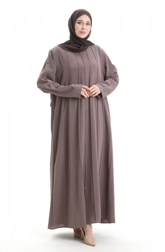 Übergröße Abaya Mit Reißverschluss Und Nähteilen 6177-09 Nerz 6177-09