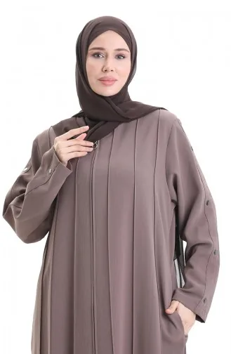 Übergröße Abaya Mit Reißverschluss Und Nähteilen 6177-09 Nerz 6177-09