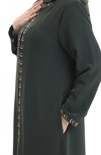 Plus Size Abaya Met Rits En Honingraatmotief 6183-01 Khaki 6183-01