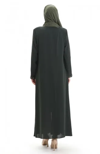 Plus Size Abaya Met Rits En Honingraatmotief 6183-01 Khaki 6183-01