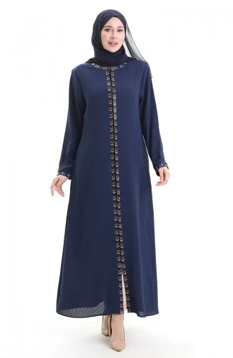 Große Größe Abaya Mit Reißverschluss Aus Wabenstoff 6183-04 Parlament 6183-04