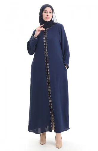 Große Größe Abaya Mit Reißverschluss Aus Wabenstoff 6183-04 Parlament 6183-04