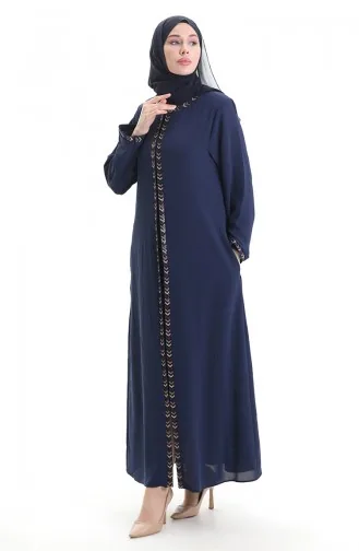 Große Größe Abaya Mit Reißverschluss Aus Wabenstoff 6183-04 Parlament 6183-04