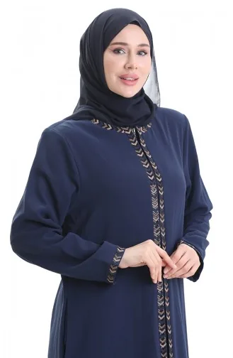 Große Größe Abaya Mit Reißverschluss Aus Wabenstoff 6183-04 Parlament 6183-04