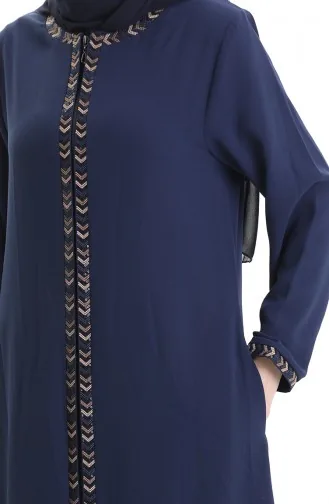 Große Größe Abaya Mit Reißverschluss Aus Wabenstoff 6183-04 Parlament 6183-04