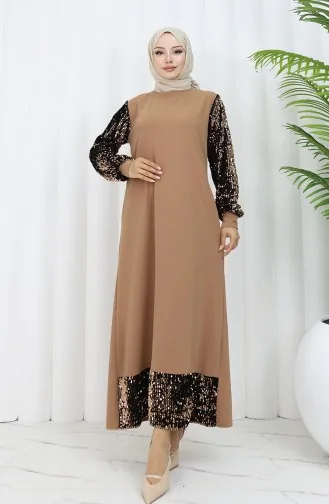 Robe De Soirée A Paillettes 0305-04 Vison 0305-04