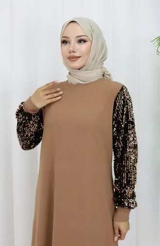 Robe De Soirée A Paillettes 0305-04 Vison 0305-04