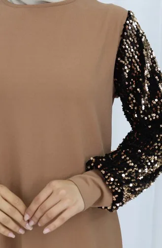 Robe De Soirée A Paillettes 0305-04 Vison 0305-04