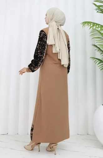 Robe De Soirée A Paillettes 0305-04 Vison 0305-04