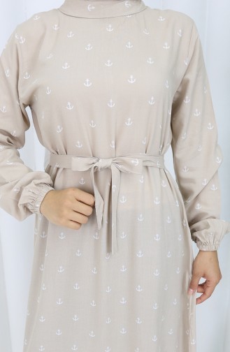 Kleid Aus Baumwollviskose Mit Berra-Çapa-Muster 0344-01 Beige 0344-01