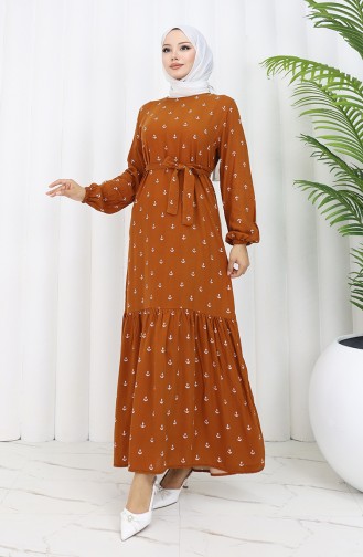 Kleid Aus Baumwollviskose Mit Berra-Çapa-Muster 0344-03 Taba 0344-03