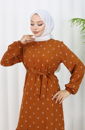 Kleid Aus Baumwollviskose Mit Berra-Çapa-Muster 0344-03 Taba 0344-03