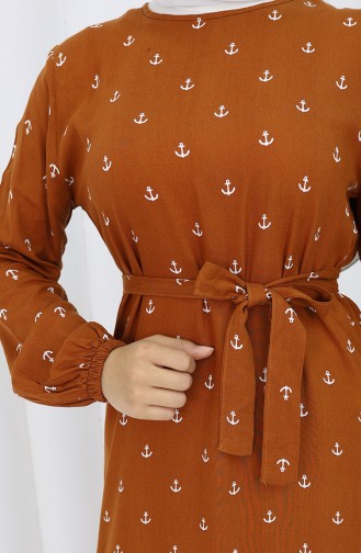 Kleid Aus Baumwollviskose Mit Berra-Çapa-Muster 0344-03 Taba 0344-03