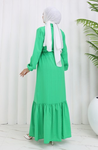 Robe Boutonnée à Ourlet Fronce 0351-04 Vert 0351-04