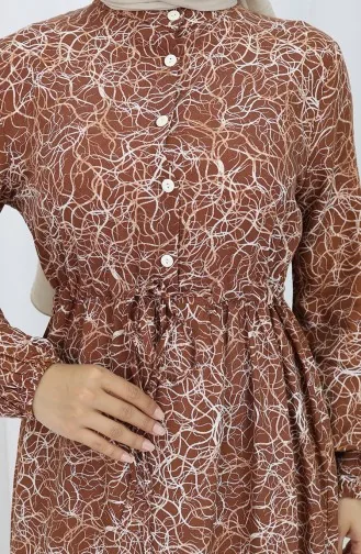 Mixed Pattern Dress 0352-02 Tan 0352-02