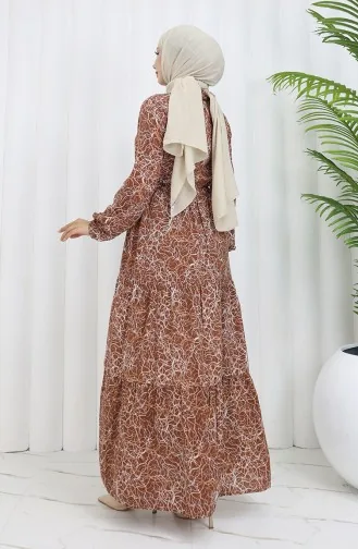 Mixed Pattern Dress 0352-02 Tan 0352-02