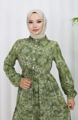 Mixed Patterned Dress 0352-04 Khaki 0352-04