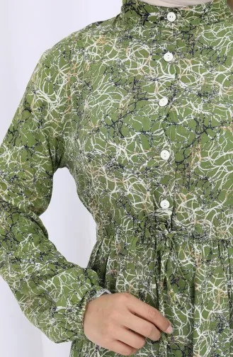 Mixed Patterned Dress 0352-04 Khaki 0352-04