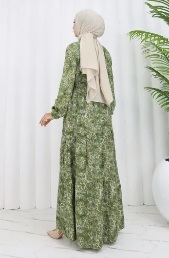 Mixed Patterned Dress 0352-04 Khaki 0352-04