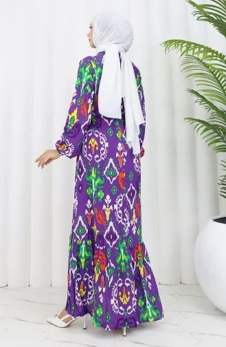 فستان فيسكوز منقوش 0427-03 بنفسجي 0427-03