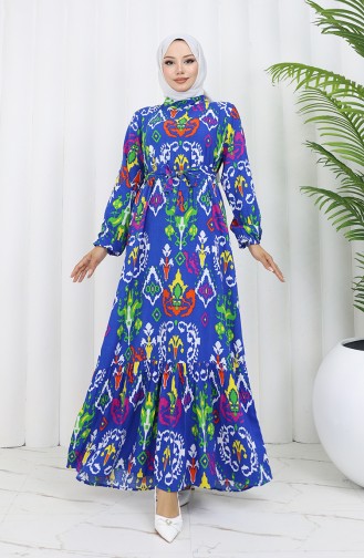 Robe Viscose Colorée Avec Jupe Froncée 0427-05 Saks 0427-05
