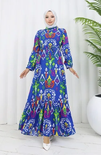 Robe Viscose Colorée Avec Jupe Froncée 0427-05 Saks 0427-05