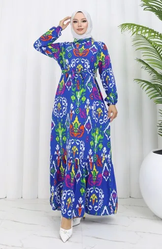 Robe Viscose Colorée Avec Jupe Froncée 0427-05 Saks 0427-05