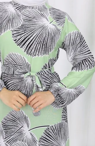 Jurk Met Riem En Patroon 0445-03 Groen 0445-03