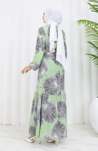 Jurk Met Riem En Patroon 0445-03 Groen 0445-03