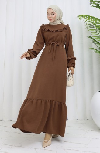 Brown Hijab Dress 0023-07
