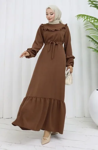 Robe à Volants En Tissu Aerobin 0023-07 Marron 0023-07