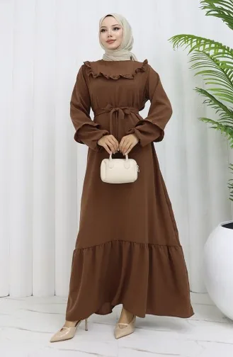 Robe à Volants En Tissu Aerobin 0023-07 Marron 0023-07