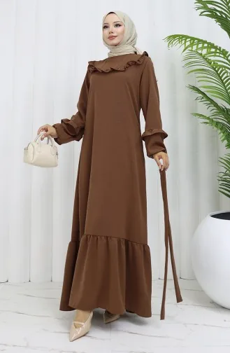 Robe à Volants En Tissu Aerobin 0023-07 Marron 0023-07
