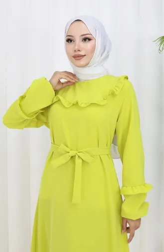 Aerobin Fabric Ruffle Detail Dress 0023-10 Oil Green 0023-10