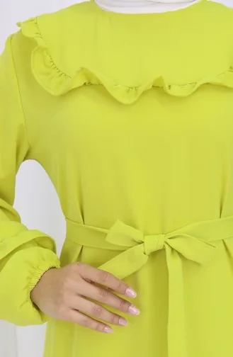 Aerobin Fabric Ruffle Detail Dress 0023-10 Oil Green 0023-10