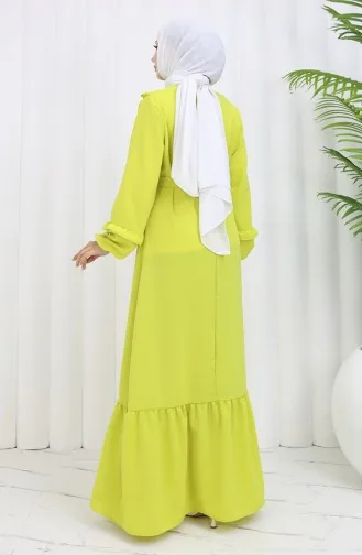 Aerobin Fabric Ruffle Detail Dress 0023-10 Oil Green 0023-10