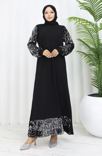 Abendkleid Mit Pailletten 0305-01 Schwarz 0305-01