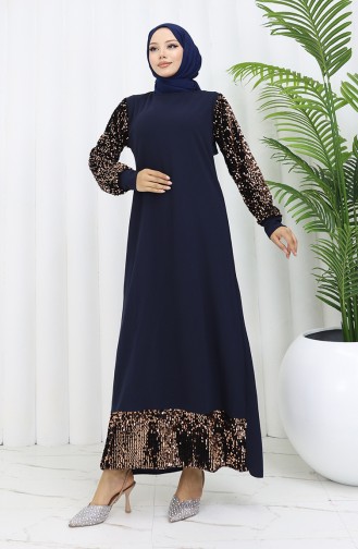 Robe De Soirée A Paillettes 0305-02 Bleu Marine 0305-02