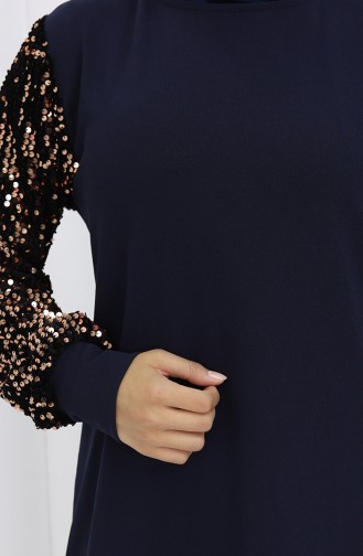 Robe De Soirée A Paillettes 0305-02 Bleu Marine 0305-02