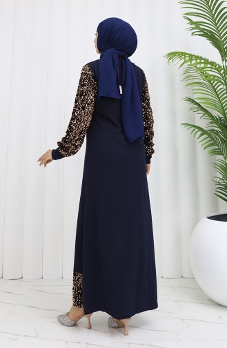 Robe De Soirée A Paillettes 0305-02 Bleu Marine 0305-02