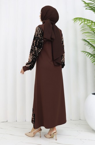 Abendkleid Mit Pailletten 0305-03 Braun 0305-03