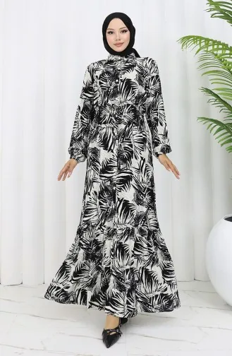 Rana Palmiye Muster Viskosekleid 0342-02 Schwarz Beige 0342-02