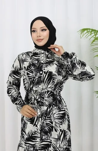 Rana Palmiye Muster Viskosekleid 0342-02 Schwarz Beige 0342-02