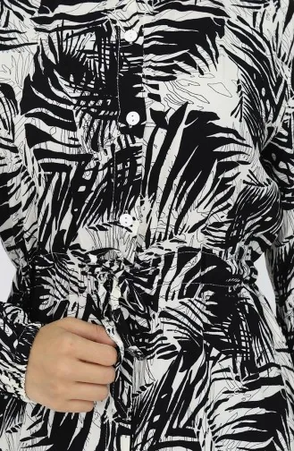 Rana Palmiye Muster Viskosekleid 0342-02 Schwarz Beige 0342-02