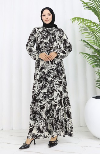 Rana Palmiye Muster Viskosekleid 0342-03 Braun Beige 0342-03