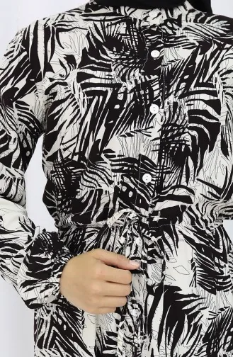 Rana Palm Pattern Viscose Dress 0342-03 Brown Beige 0342-03