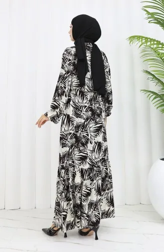 Rana Palm Pattern Viscose Dress 0342-03 Brown Beige 0342-03