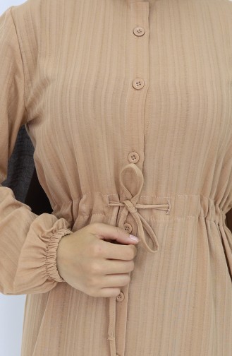 Robe Froncee Ourlet Boutonné 0351-03 Café Au Lait 0351-03