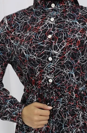 Robe à Motifs Mixtes 0352-05 Noir 0352-05